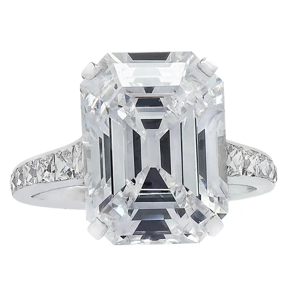 Vivid Diamonds Antique GIA Certified 7.02 Carat Emerald Cut Diamond Engagement Ring-V30206 - Vivid Diamonds