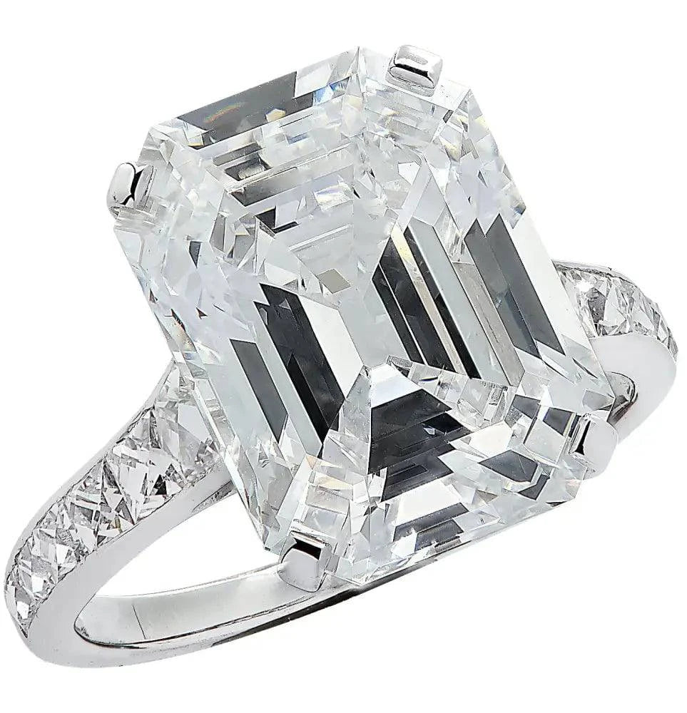 Vivid Diamonds Antique GIA Certified 7.02 Carat Emerald Cut Diamond Engagement Ring-V30206 - Vivid Diamonds