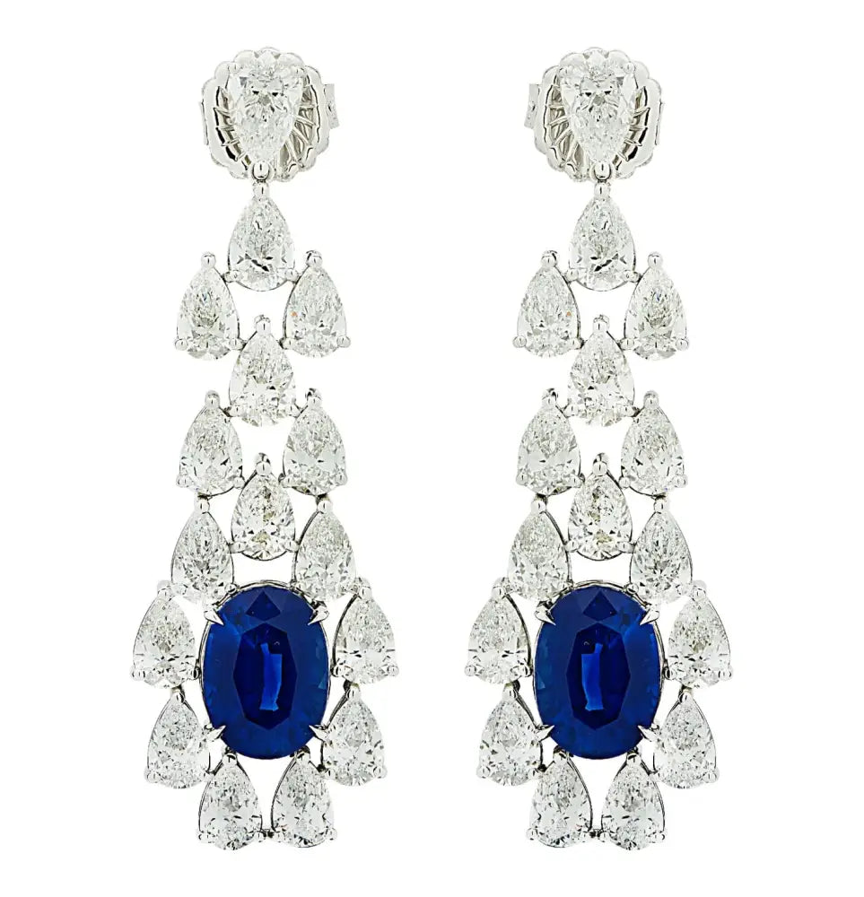 Vivid Diamonds GIA Certified 10.93 Carat Ceylon Sapphire & Diamond Dangle Earrings -V43438