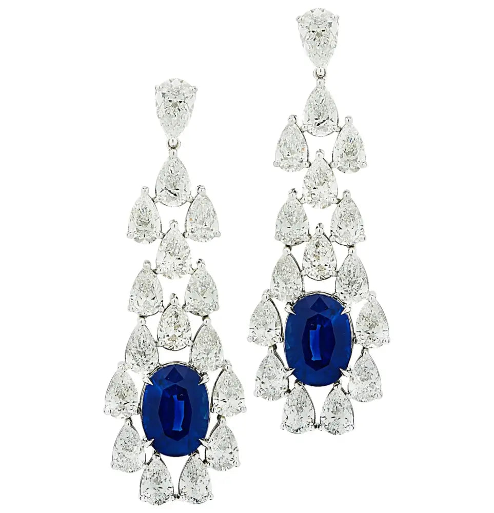 Vivid Diamonds GIA Certified 10.93 Carat Ceylon Sapphire & Diamond Dangle Earrings -V43438