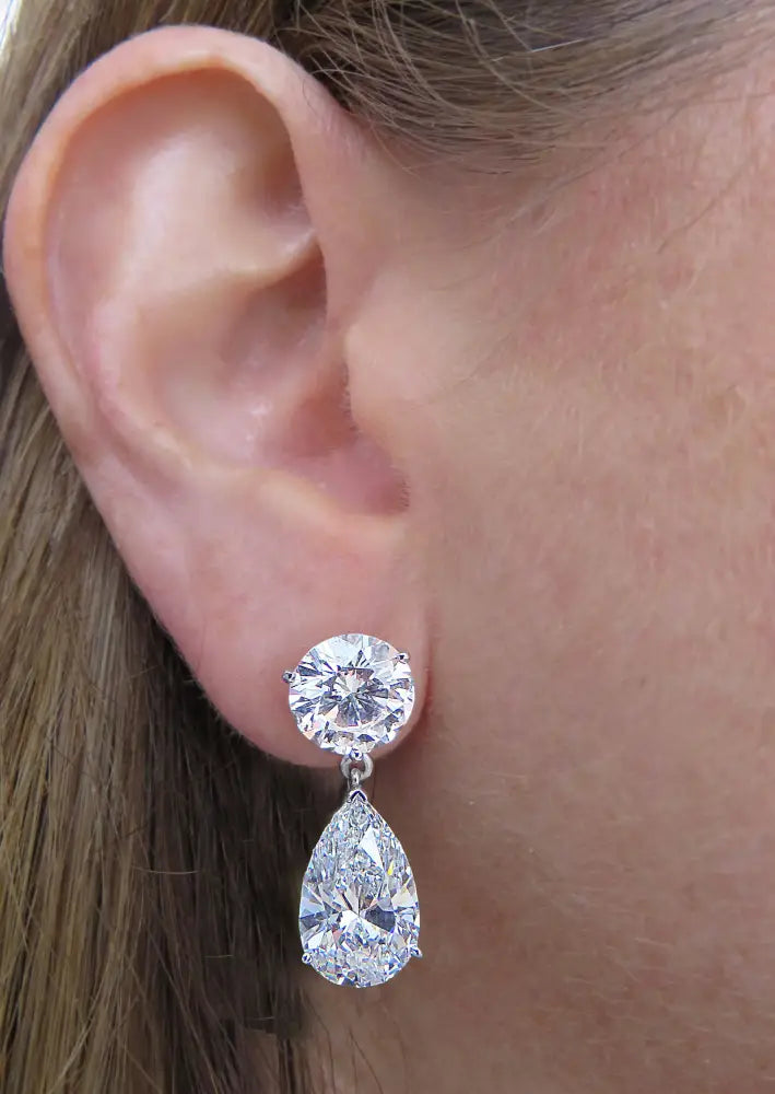 Vivid Diamonds GIA Certified 14.8 Carat Dangle Diamond Earrings -V37258