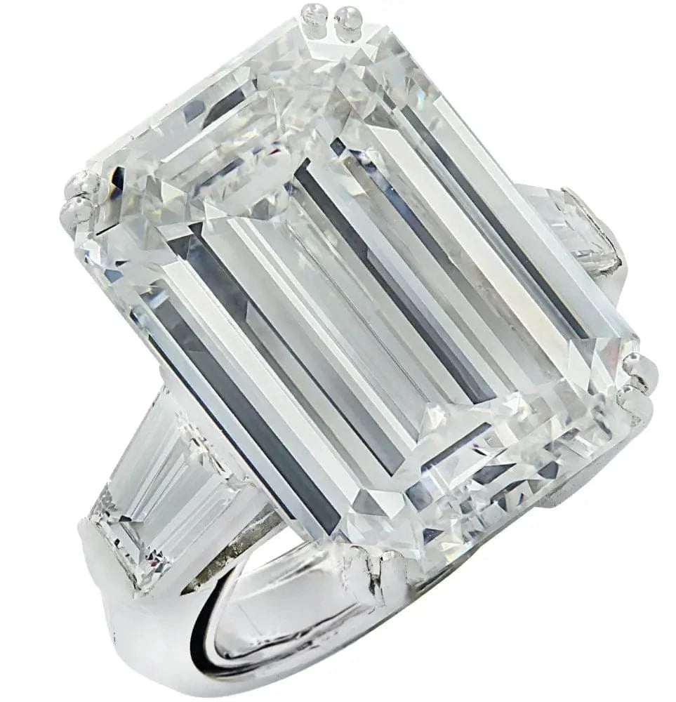 Vivid Diamonds GIA Certified 18.66 Carat Emerald Cut Diamond Engagement Ring -V37228