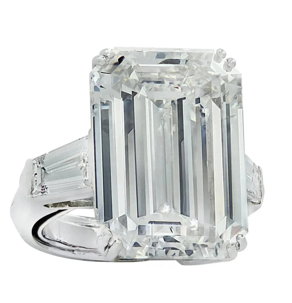 Vivid Diamonds GIA Certified 18.66 Carat Emerald Cut Diamond Engagement Ring -V37228