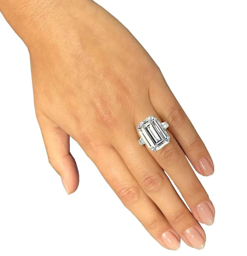 Vivid Diamonds GIA Certified 18.66 Carat Emerald Cut Diamond Engagement Ring -V37228