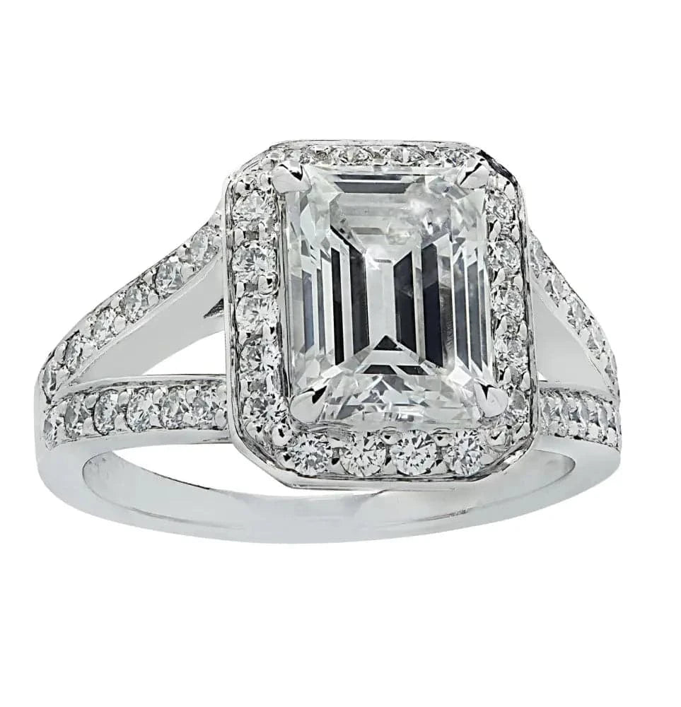 Vivid Diamonds GIA Certified 2.14 Carat Diamond Halo Engagement Ring -V41145