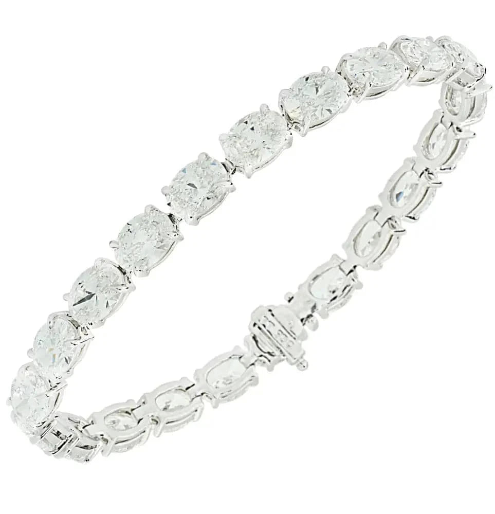 Vivid Diamonds GIA Certified 21.20 Carat Oval Cut Diamond East-West Tennis Bracelet-V45607 - Vivid Diamonds