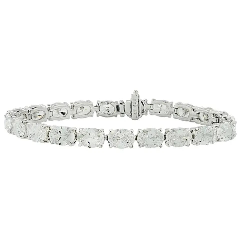 Vivid Diamonds GIA Certified 21.20 Carat Oval Cut Diamond East-West Tennis Bracelet-V45607 - Vivid Diamonds