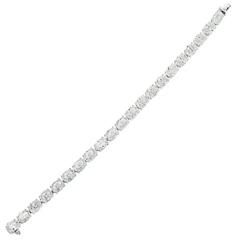 Vivid Diamonds GIA Certified 21.20 Carat Oval Cut Diamond East-West Tennis Bracelet-V45607 - Vivid Diamonds