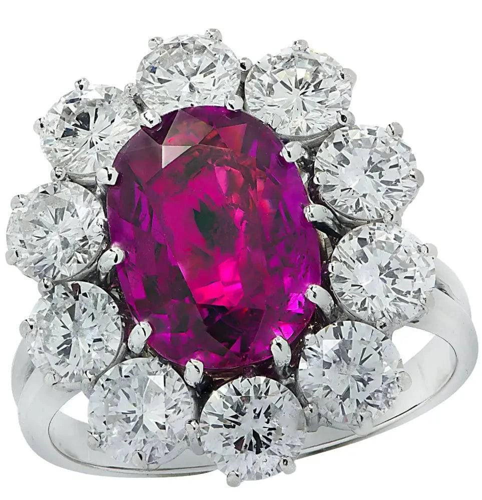 Vivid Diamonds GIA Certified 3.82 Carat Pinkish Purple Oval Sapphire Cocktail Ring -V22412 - Vivid Diamonds