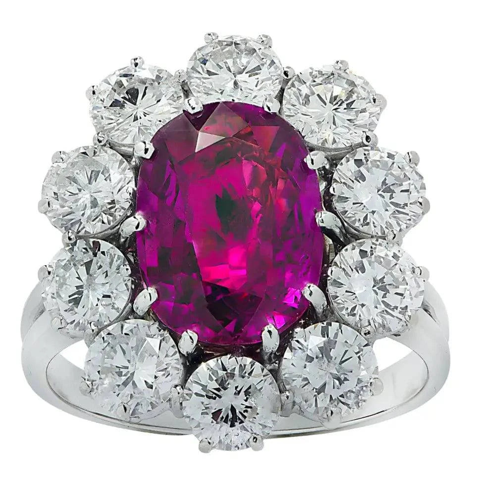 Vivid Diamonds GIA Certified 3.82 Carat Pinkish Purple Oval Sapphire Cocktail Ring -V22412 - Vivid Diamonds