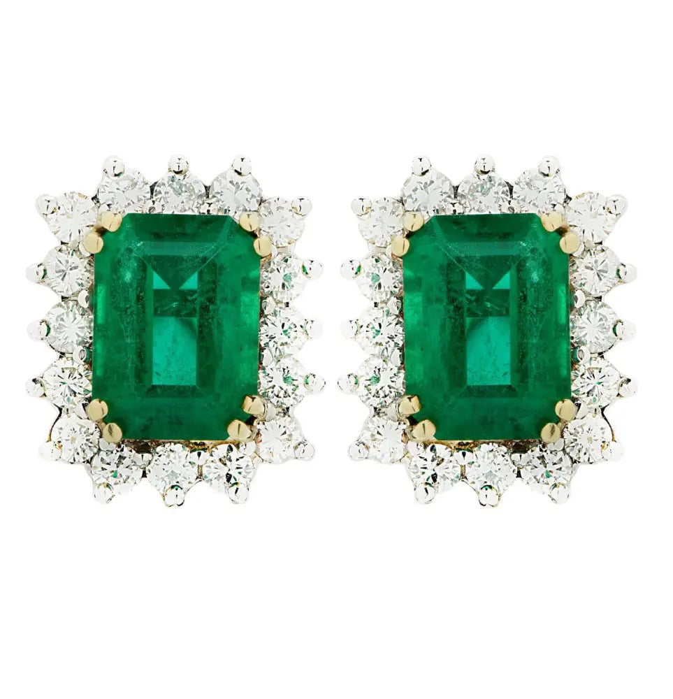 Vivid Diamonds GIA Certified 6.7 Carat Emerald & Diamond Earrings -V45942