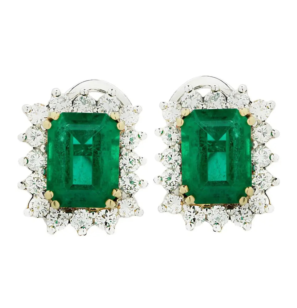 Vivid Diamonds GIA Certified 6.7 Carat Emerald & Diamond Earrings -V45942