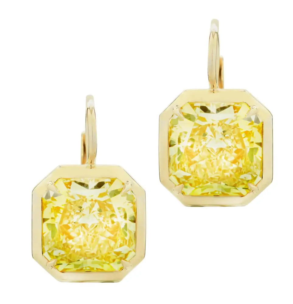 Vivid Diamonds GIA Certified 8.9 Carat Fancy Yellow Diamond Dangle Earrings -V47254