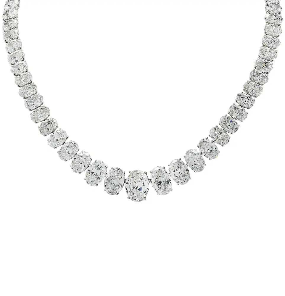 Vivid Diamonds GIA Certified 85 Carat Oval Cut Diamond Riviera Necklace -V44664