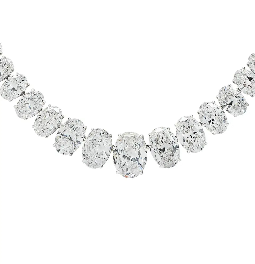 Vivid Diamonds GIA Certified 85 Carat Oval Cut Diamond Riviera Necklace -V44664