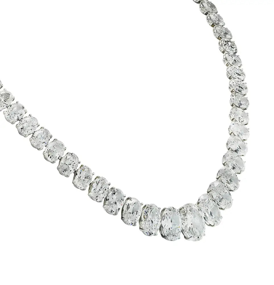 Vivid Diamonds GIA Certified 85 Carat Oval Cut Diamond Riviera Necklace -V44664