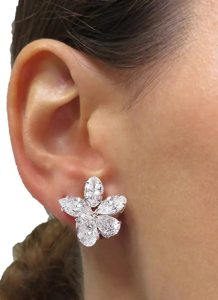 Vivid Diamonds GIA Certified 9.91 Carat Diamond Flower Cluster Earrings -V33039