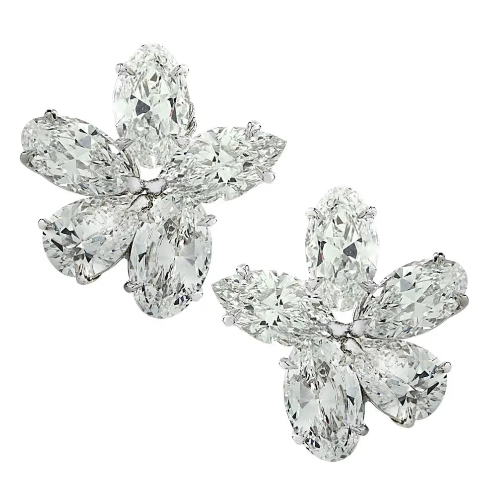 Vivid Diamonds GIA Certified 9.91 Carat Diamond Flower Cluster Earrings -V33039