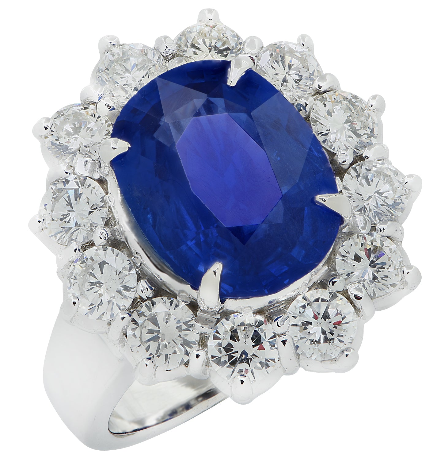 Vivid Diamonds AGL Certified 5.91 Carat Burma No Heat Sapphire & Diamond  Ring -V31480