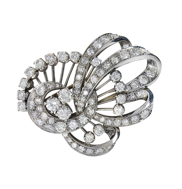 Circa 1950 5.5 Carat Old European Cut Diamond Brooch | vividdiamonds