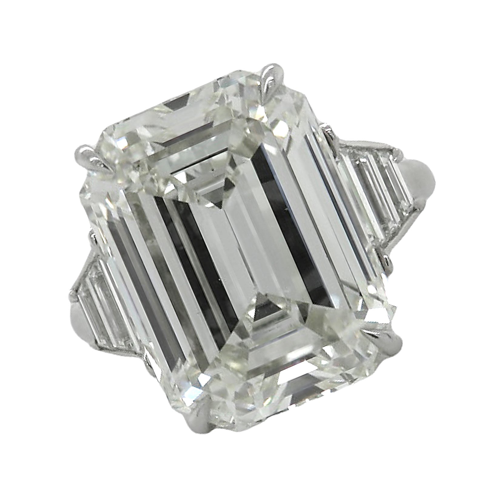 3.39 Carats Lab Grown Emerald Cut with Baguettes Three Stone Diamond E –  Benz & Co Diamonds