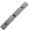 Circa 1920 French Art Deco Burma Sapphire &amp; Old European Cut Diamond Bracelet - V37558 - vividdiamonds