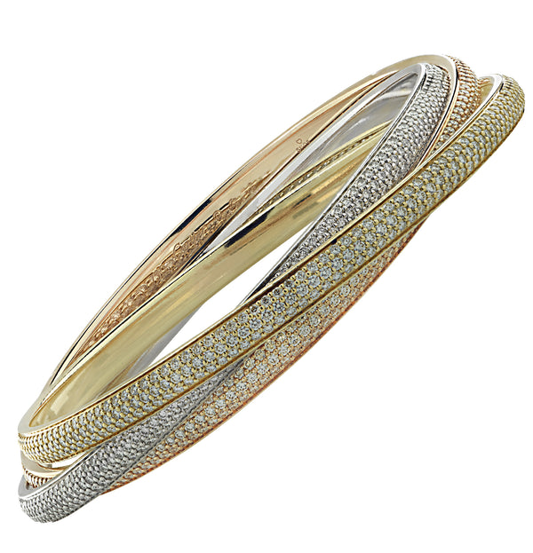 Cartier Trinity Bracelet in 18K 3 Tone Gold, 9 mm Wide