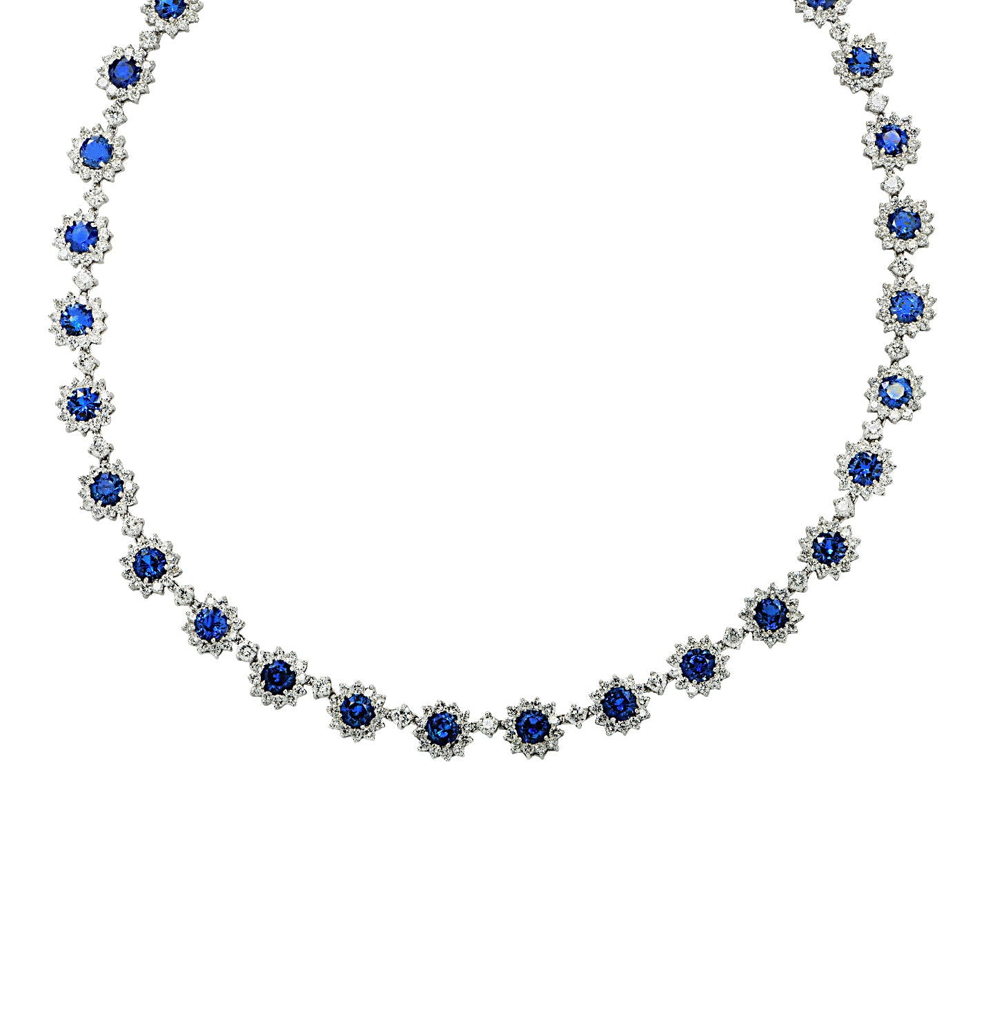 September Birthstone Natural Blue Sapphire and Diamond Pendant