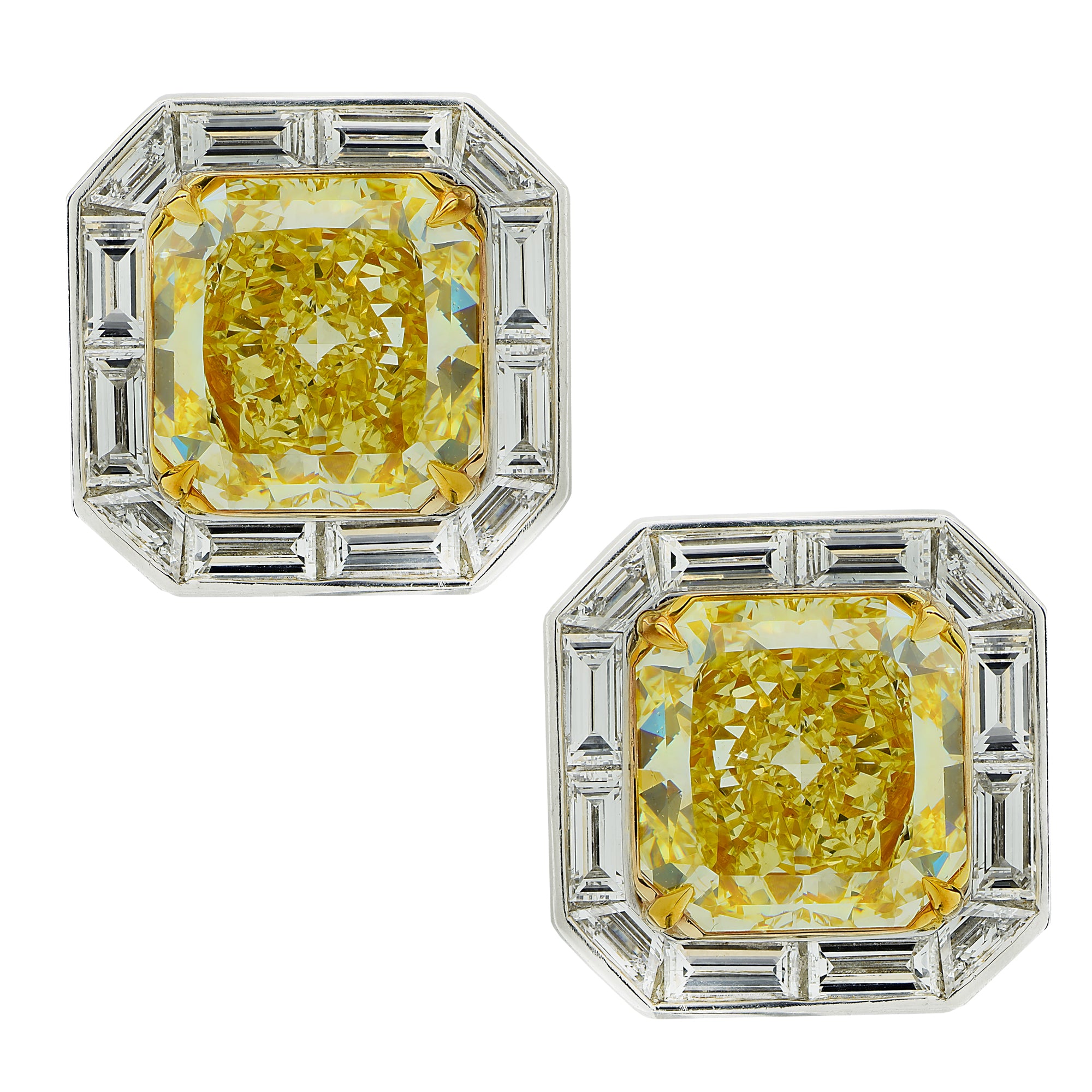 Vivid Diamonds GIA Certified 10.61 Carat Internally Flawless Fancy Intense Yellow Diamond Stud Earrings -V42617 - vividdiamonds
