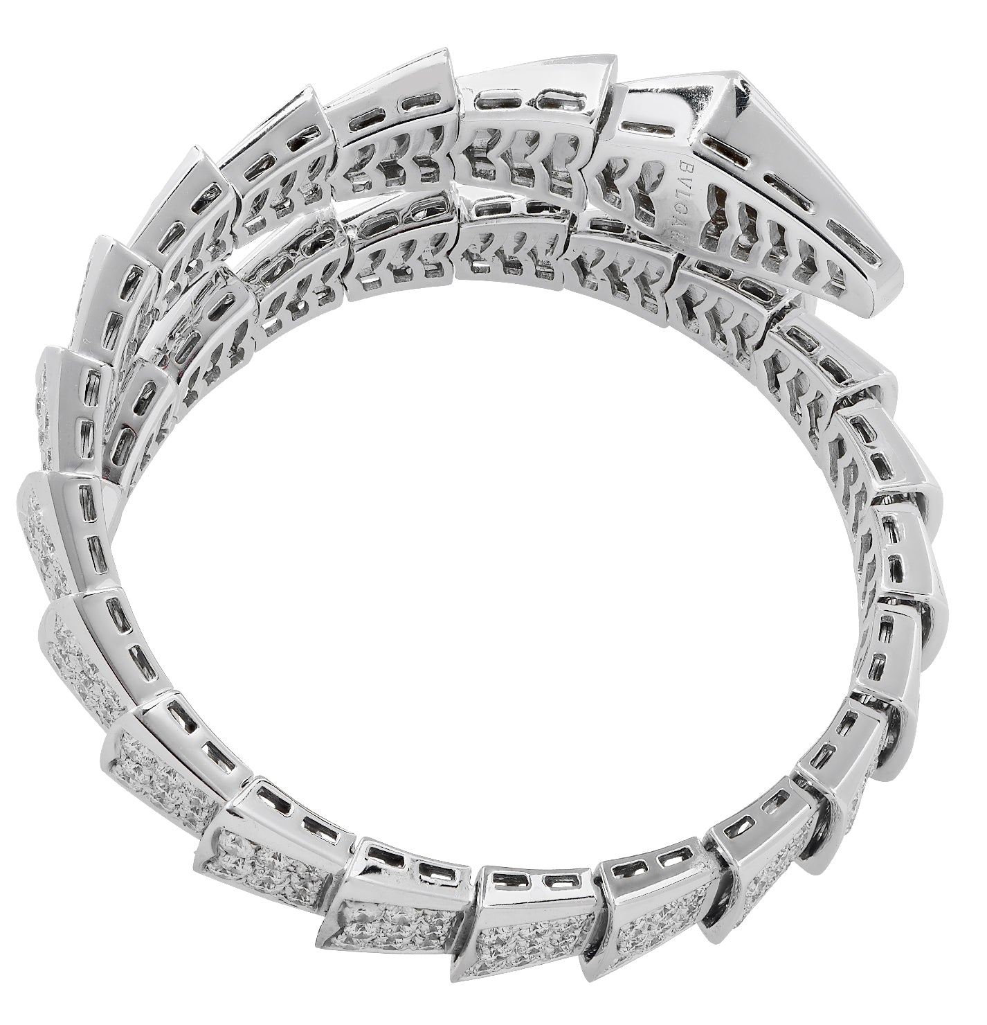 Bvlgari Serpenti Bracelet in 18K White Gold with Sapphire Eyes and Diamonds