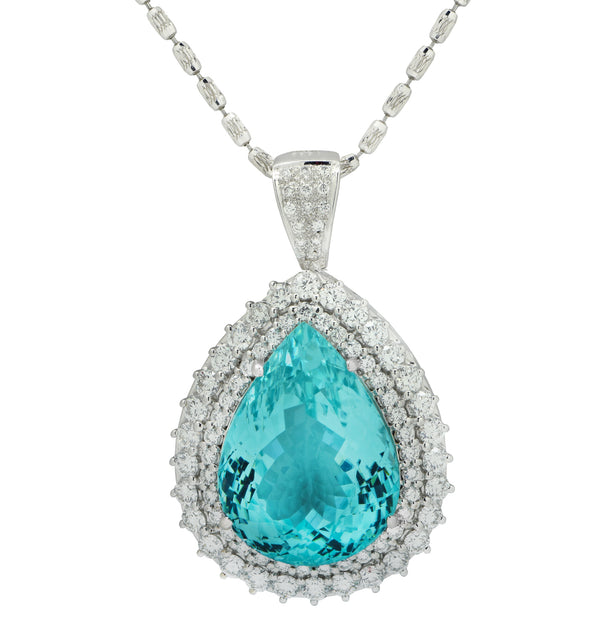 Louis Vuitton 10.14 carat Paraiba tourmaline from Mozambique and diamond  necklace from the Louis Vuitton Conquê…