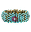 Circa 1960s Persian Turquoise, Sappire, Ruby, Emerald, &amp; Diamond Bracelet - V43670 - vividdiamonds