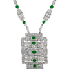 Art Deco 18.4 Carat Colombian Emerald &amp; Diamond Necklace -V44013 - vividdiamonds
