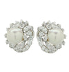 Circa 1970s French Pearl and Diamond Ear Clips -V44676 - vividdiamonds