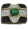 Circa 1980s 1.80 Carat Sugarloaf Emerald Diamond Cocktail Ring -V45041 - vividdiamonds