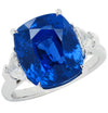 Vivid Diamonds AGL Certified 10.82 Carat Ceylon Sapphire &amp; Diamond Three Stone Ring -V45204 - vividdiamonds