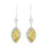 3.94 Carat GIA Certified Fancy Intense Yellow Diamond and White Diamond Dangle Earrings-V45635 - vividdiamonds