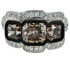 4.74 Carat Fancy Color Diamond Gold Three Stone Ring - V004129 - vividdiamonds